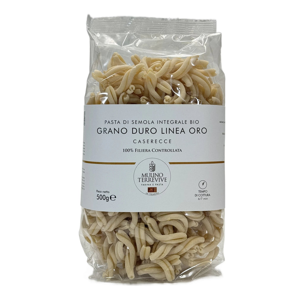 Pasta Integrale Grano Duro Linea Oro  Caserecce 500g - BIO  -  Mulino Terrevive - vaigustando